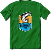 Fishing - Vissen T-Shirt | Grappig Verjaardag Vis Hobby Cadeau Shirt | Dames - Heren - Unisex | Tshirt Hengelsport Kleding Kado - Donker Groen - 3XL