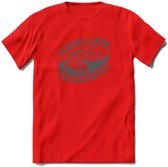 Fishing - Vissen T-Shirt | Grappig Verjaardag Vis Hobby Cadeau Shirt | Dames - Heren - Unisex | Tshirt Hengelsport Kleding Kado - Rood - 3XL