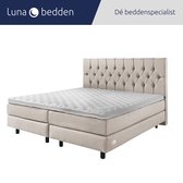 Luna Bedden - Boxspring Bella - 160x210 Compleet Beige Gecapitonneerd Bed