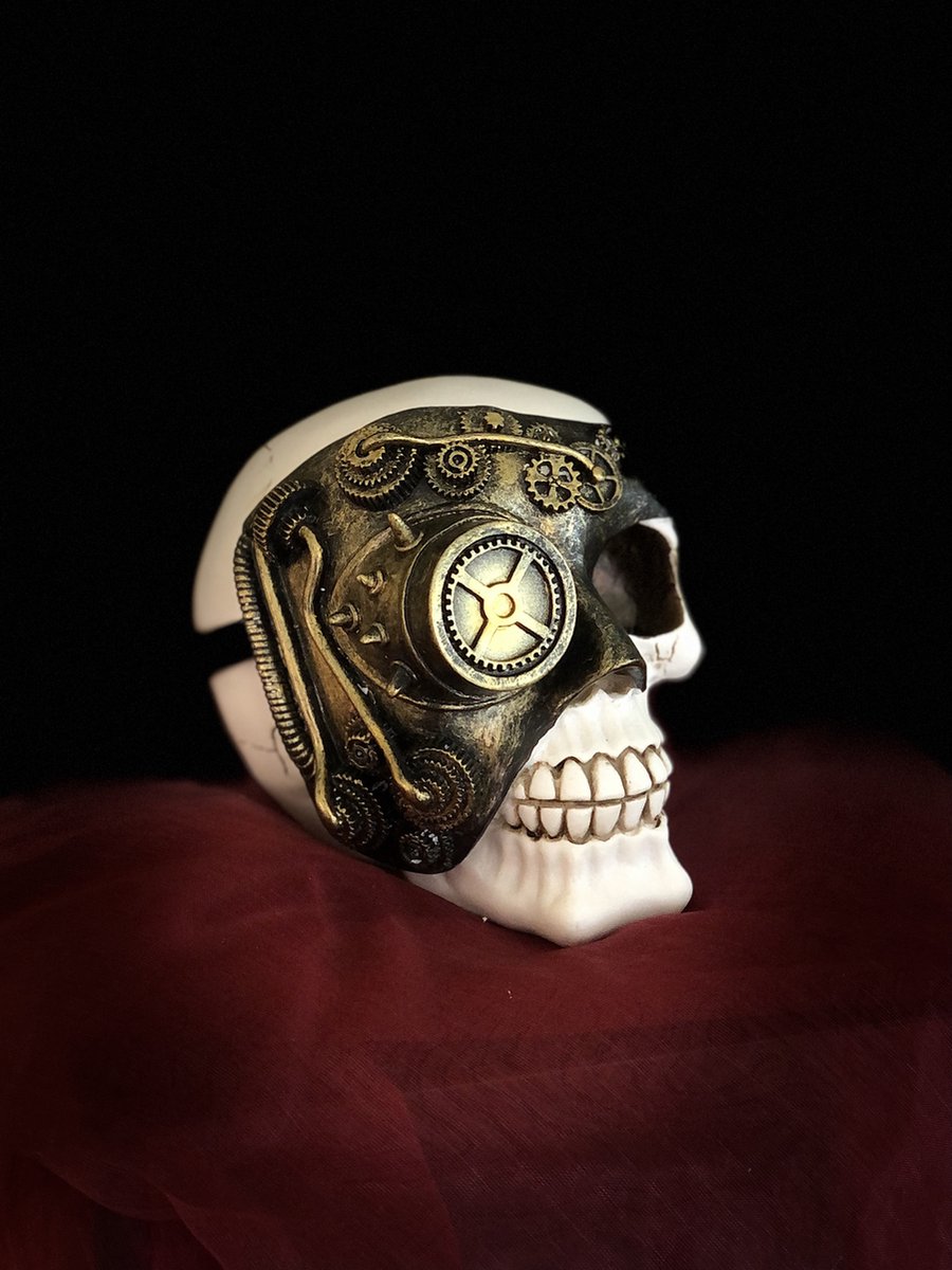 Doodshoofd 1 oog 11 cm hoog - Skelet - Skull - Skeleton - Halloween - Griezel - interieurdecoratie - accessoire - voor binnen - gift - geschenk - cadeau - verjaardag - Kerst - Nieuwjaar