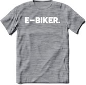 E-bike Fiets T-Shirt | Wielrennen | Mountainbike | MTB | Kleding - Donker Grijs - Gemaleerd - 3XL
