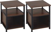 FURNIBELLA Set van 2 nachtkastjes, nachtkastje, nachtkastje, staande plank met gaasdeur en plank