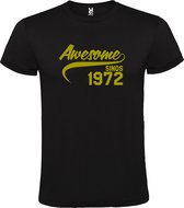 Zwart T shirt met "Awesome sinds 1972" print Goud size XS