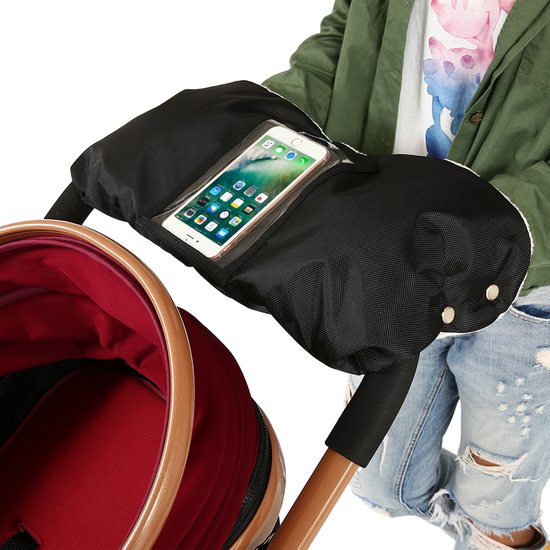 Gants De Landau En Polaire Avec Poche Téléphone - Imperméables, Coupe-vent, Pour Poussette, Hiver, Marron
