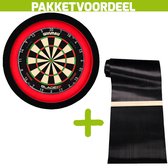 Winmau Blade 6 Triple Core + Rubberen Dartmat 60*300 incl Oche + Dartbordverlichting Deluxe (Rood - Zwart)