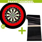 Mission Axis + Rubberen Dartmat 90*300 incl oche + Dartbordverlichting Deluxe XL (Rood - Zwart)