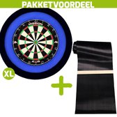 Mission Axis + Rubberen Dartmat 60*300 incl Oche + Dartbordverlichting Deluxe XL (Blauw - Zwart)