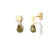 zilveren oorknopjes dames | oorhangers | ster maan oorbellen | zilver 925 | gold plated | groene oorbellen | cadeau voor vrouw | valentijn | valentijn cadeau | valentijnscadeau voo