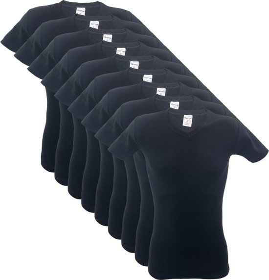 T-shirt col V 9 pièces SQOTTON - Zwart - Taille S