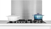 Spatscherm Keuken - Kookplaat Achterwand - Spatwand Fornuis - 60x40 cm - Metaal print - Zilver - Lijn - Aluminium - Wanddecoratie - Muurbeschermer - Hittebestendig