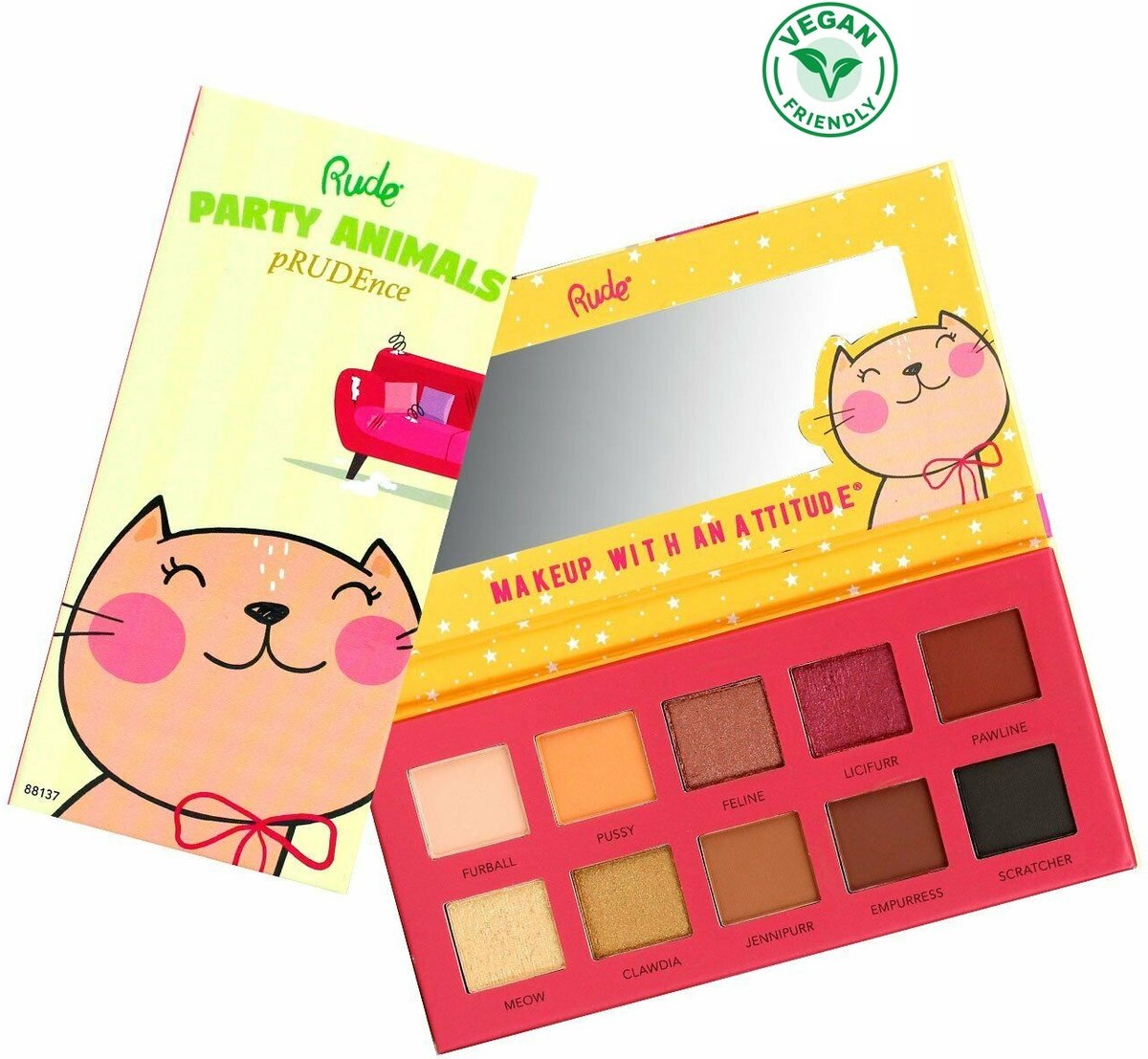 Rude Cosmetics - Party Animals - 10 Eyeshadow Palette - 88137 Prudence - Vegan - Oogschaduwpalet - Rude Cosmetics
