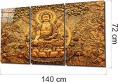 Insigne Glazen Schilderijen - Boeddha - 3-Delig Mega Glasschilderij - 3x72x46 cm - 4 mm