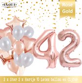 Cijfer Ballon 42 Jaar Rose Gold Pearl Boeket * Hoera 42 Jaar Verjaardag Decoratie Set van 15 Ballonnen * 80 cm Verjaardag Nummer Ballon * Snoes * Verjaardag Versiering * Kinderfees