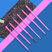 CAIRSKIN Professional Brush Set - 6 Neon Pink Eyeshadow & Brow Brushes Set inclusief CAIRSKIN Black Glitter Beauty Clutch - Oogschaduw & Wenkbrauw Penselen - Visagie Set - Vegan Br