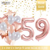 Cijfer Ballon 59 Jaar Rose Gold Pearl Boeket * Hoera 59 Jaar Verjaardag Decoratie Set van 15 Ballonnen * 80 cm Verjaardag Nummer Ballon * Snoes * Verjaardag Versiering * Kinderfees