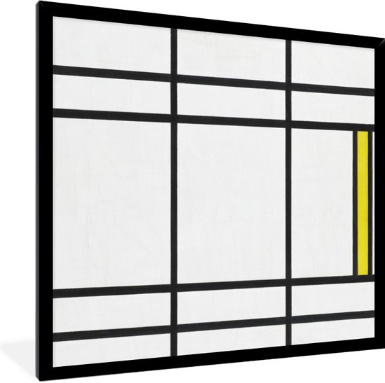 Fotolijst incl. Poster - Compositie in wit, rood en geel - Piet Mondriaan - 40x40 cm - Posterlijst