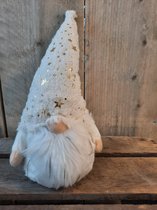 Kabouter - Gnome - Glitters - Goud met Wit - 35 cm hoog