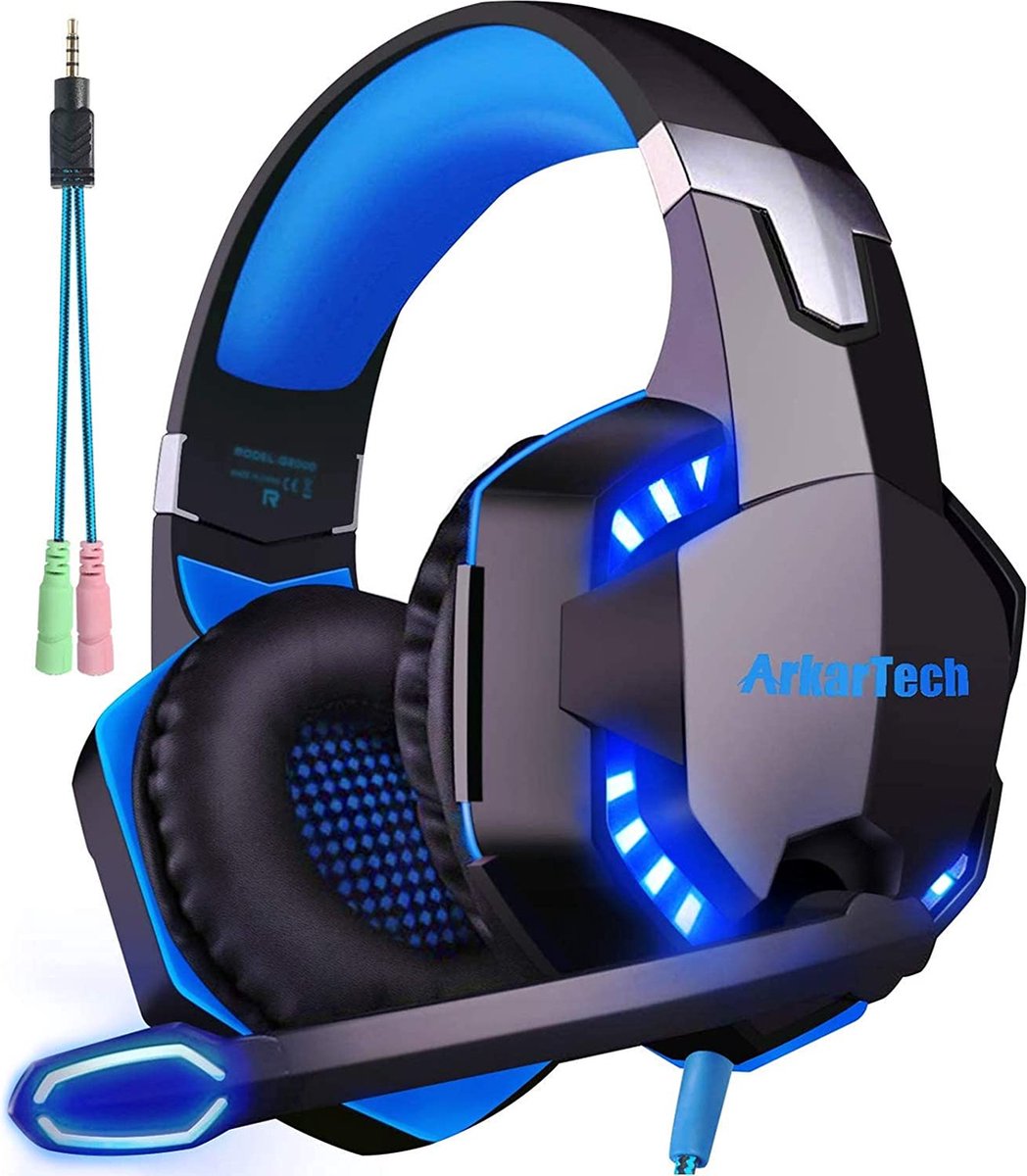 Gaming Headset met Noise Cancelling - Over-Ear Gaming Hoofdtelefoon - Stereo met Microfoon – LED Verlichting geschikt voor PS4/Xbox One/Switch