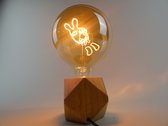 Lamp Peace met houtenvoet - LED lamp - bulb Peace- goudkleur lamp - XL bulb - bolvormige LED lamp met standaard - tafellamp - bureaulamp - verlichting