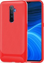 Realme X2 Pro Hoesje - Mobigear - Racing Serie - TPU Backcover - Rood - Hoesje Geschikt Voor Realme X2 Pro