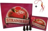 Doos met 12 pakjes - Wierook - Wierookkegeltjes - Kegeltjes - Kegels - Incense Cones - Aardbei - Strawberry - 120 Kegeltjes + Gelukspoppetje