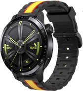 Strap-it Special Edition sport bandje - geschikt voor Huawei Watch GT / GT 2 / GT 3 / GT 3 Pro 46mm / GT 2 Pro / GT Runner / Watch 3 / 3 Pro - zwart/geel/rood