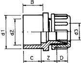 PVC klemkoppeling 50/63 x 40mm klem PN10