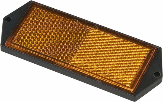 Een enkele oranje vierkante reflector met schroefgaten.