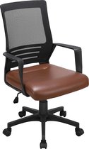 Furnibella - Bureaustoel, draaistoel, computerstoel, bureaustoel met ergonomisch design, kunstleer en mesh, met wieltjes, in hoogte verstelbaar
