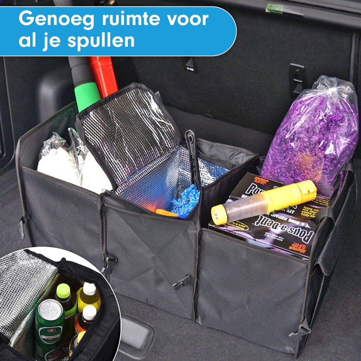 EUBSWA Auto-zijorganizer en auto-opberghaken, set van 4 stuks, multifunctionele auto-opbergtas, waterdichte hangtas voor autostoelen, achterbank, hoofdsteunhaken, auto-organizer