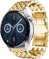 Stalen Smartwatch bandje - Geschikt voor  Huawei Watch GT 3 46mm stalen draak band - goud - 46mm - Strap-it Horlogeband / Polsband / Armband