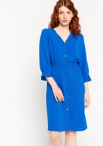 LOLALIZA Jurk met V-hals - Blauw - Maat 42