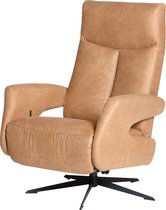 Relax-Fauteuil MAX stof caramel, zwarte draaipoot