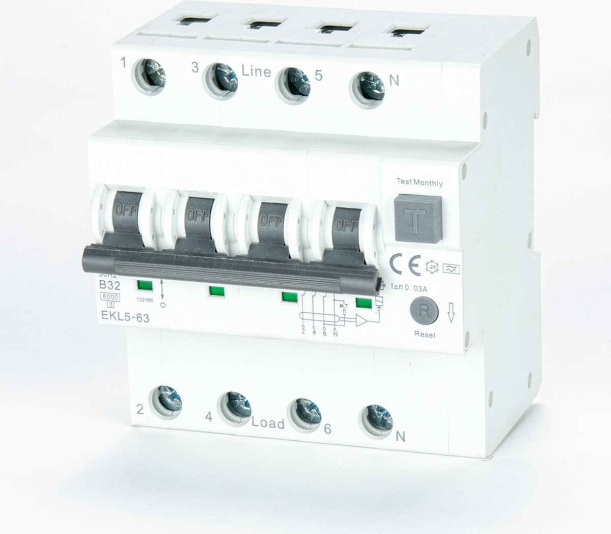 DZ47LE 3P N 80A Type D 400V~ 50HZ/60HZ Automatische