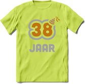 38 Jaar Feest T-Shirt | Goud - Zilver | Grappig Verjaardag Cadeau Shirt | Dames - Heren - Unisex | Tshirt Kleding Kado | - Groen - S