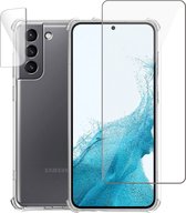 Samsung S22 Plus Hoesje + Samsung S22 Plus Screenprotector + Camera Beschermglas – Gehard Glas Cover - Shock Proof Case Transparant