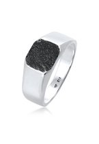 KUZZOI Ring Heren zegelring Basis Vierkant Matte Structuur Massief in 925 Sterling Zilver