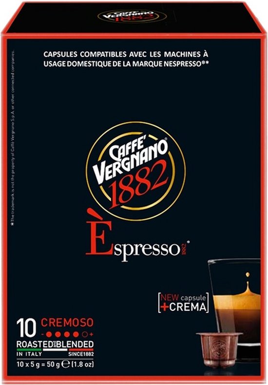 Caffe Vergnano Espresso Capsules for Nespresso Machines Cremoso