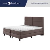Luna Bedden - Boxspring Luna - 200x220 Compleet Bruin 4vaks Bed