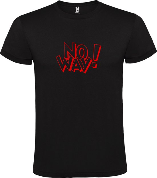 Zwart T-shirt ‘No Way!’ Rood Maat 5XL