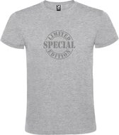 Grijs T-shirt ‘Limited Edition’ Zilver Maat 4XL