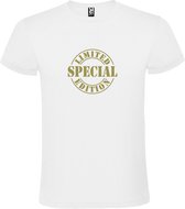 Wit T-shirt ‘Limited Edition’ Goud Maat XS