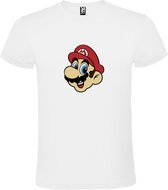 Wit T-shirt met Super Mario gezicht grote print size L
