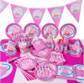 Pig 182 st Meisjes - Verjaardag - Peppa -Versiering - Set - Feest - pakket - ballonnen - Kinder feest - XXL - - Feestpakket - Decoratie -Taart - Topper - Slingers - Borden -Bekers