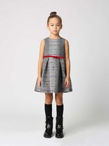 Geplooide Jurk met Riem Grijs, Zuzu Kids, Kinderkleding, Meisjes, Jurk, Meisjes jurk