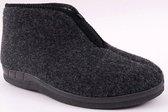 Pantoffels - hoge sloffen voor heren - huisschoenen - vilt met nepbont - ritssluiting - antraciet grijs - maat 45