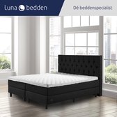 Luna Bedden - Boxspring Luna - 160x200 Compleet Zwart Gecapitonneerd Bed