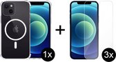 iPhone 13 hoesje magnetisch shockproof transparant case - hoesje iPhone 13 - 3x iPhone 13 Screenprotector