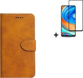 Hoesje Motorola Moto Edge 20 Pro - Screenprotector Motorola Moto Edge 20 Pro - Wallet Bookcase Cognac Bruin + Full Screenprotector