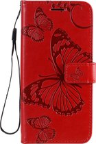 Samsung Galaxy A41 Hoesje - Mobigear - Butterfly Serie - Kunstlederen Bookcase - Rood - Hoesje Geschikt Voor Samsung Galaxy A41